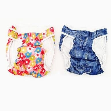 Doggy Diapers 2pk S Denim & Floral