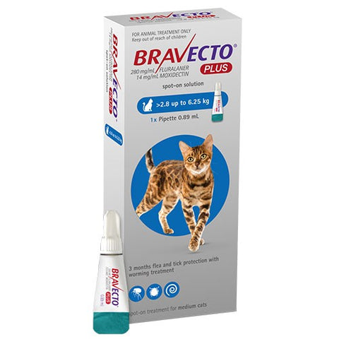 Bravecto Plus Cat Blue (2.8-6.25kg)