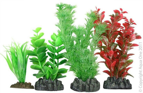 Aqua One Plastic Plants 4pack Mix 6
