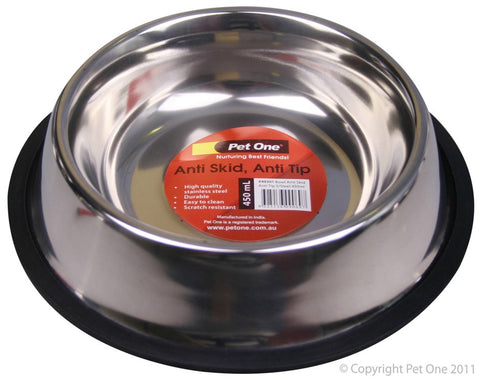 Pet One S/S Anti Skid/Tip Bowl 450ml