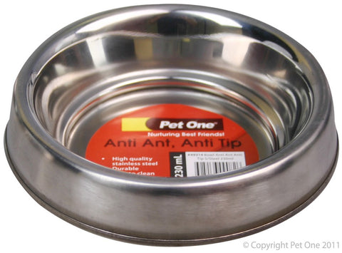 Pet One Anti Ant Anti Tip S/S Bowl 230ml