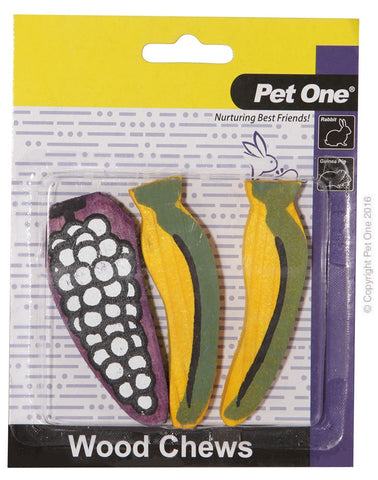 Pet One Wood Chews Banana/Eggplant 3pk