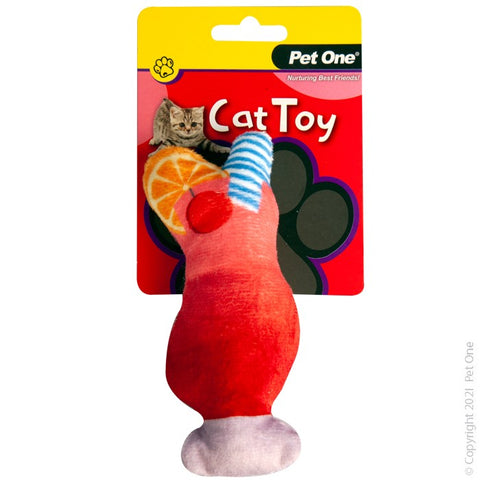 Pet One Cat Toy Plush Meowjito Red 14cm